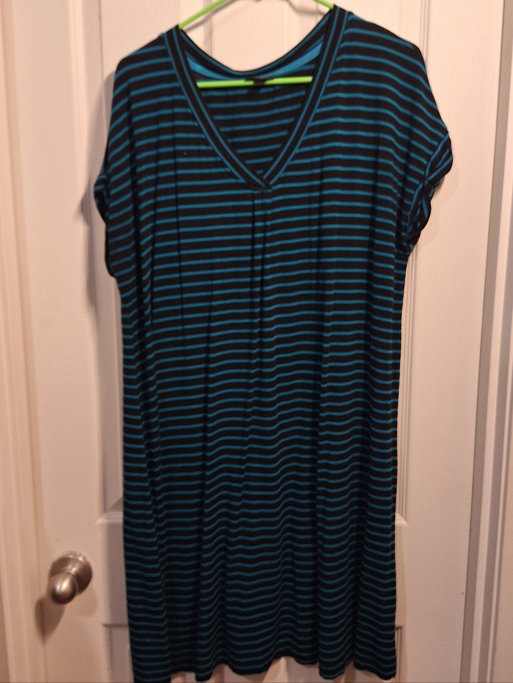 a.n.a Black Shirt Dress with Teal Stripes